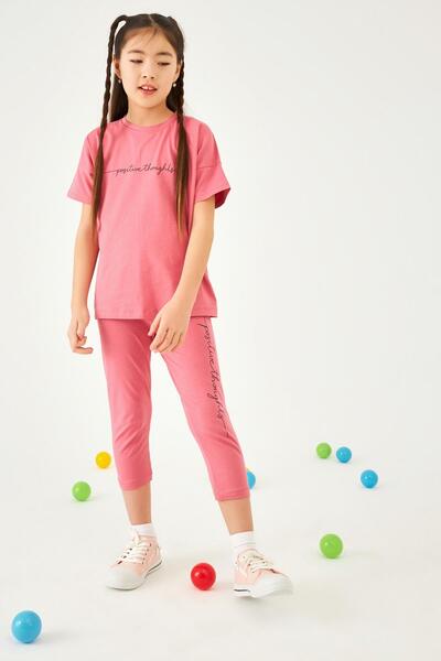 Perendi Dried Rose Printed Girl's Tights Set