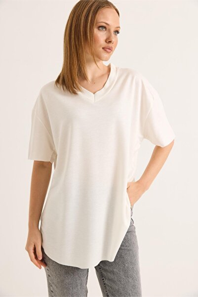 İKLİM LİFE Μπλουζάκι με λαιμόκοψη σε σχήμα V άνοιγμα