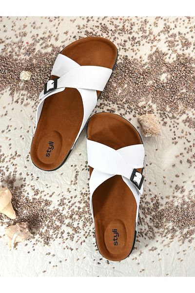 Styli Cross Band Platform Sole Sandals