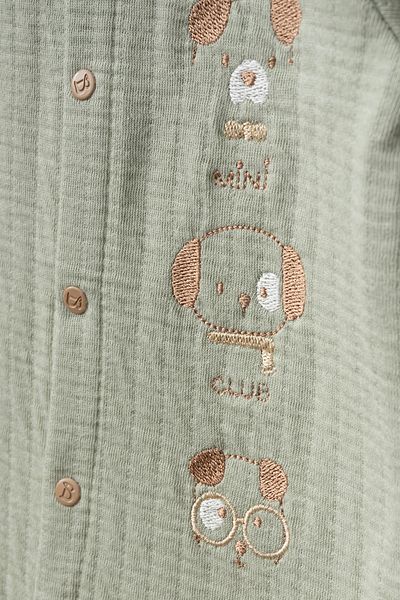 Bebitof Cute Puppy Patterned Muslin Baby Jumpsuit