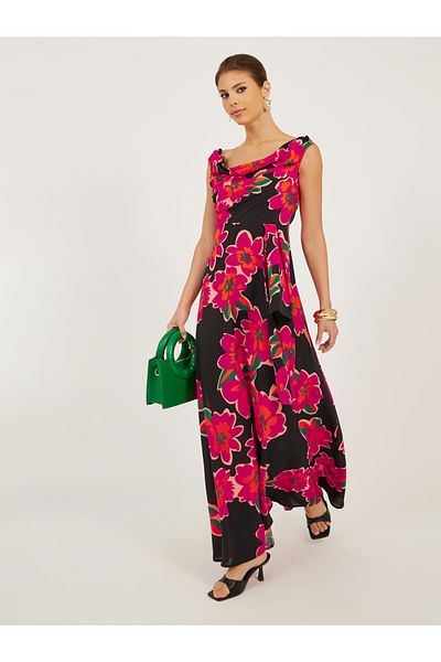 Styli Floral Print Sleeveless A-Line Maxi Dress