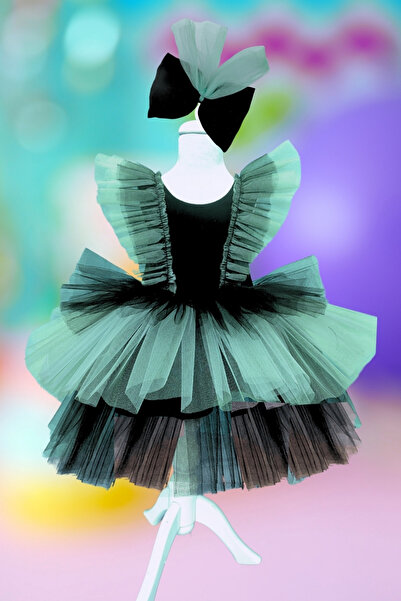 Shecco Babba Дівчача пишна чорно-зелена сукня-пачка на день народження