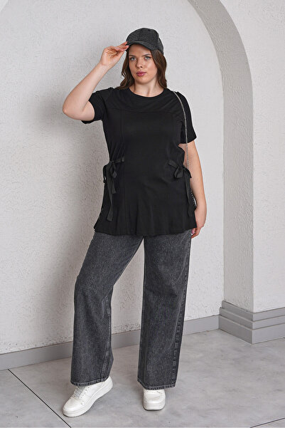 Büyük Moda Cotton T-Shirt with Bow Detail