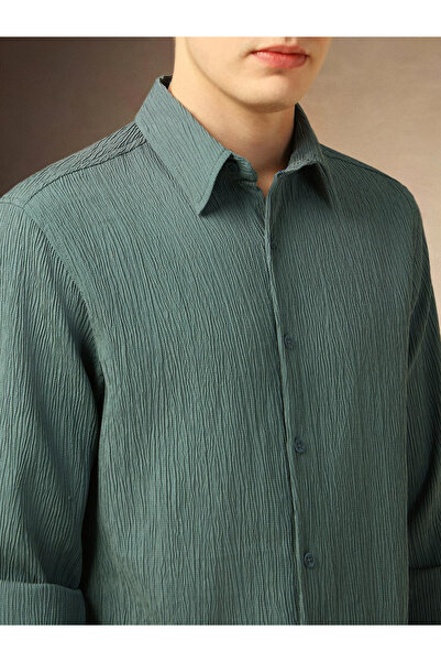 Dennis Lingo By Styli Textured Long Sleeves Button Down Shirt