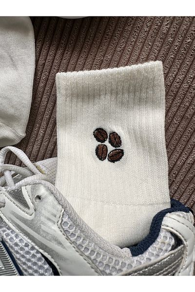 AYDK Coffee Bean Embroidered Single Summer Winter Casual Unisex Socks