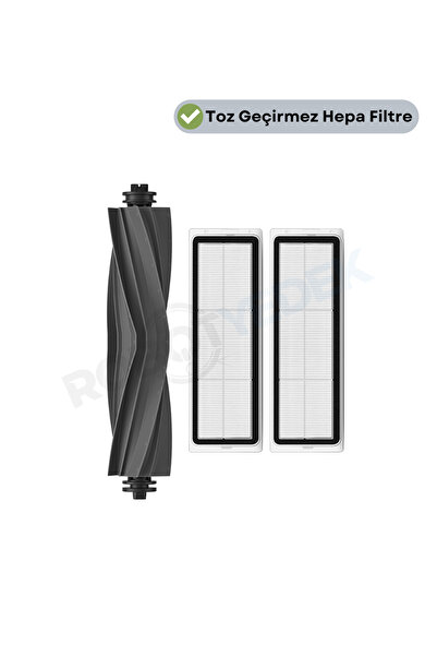 robotyedek Dreame Bot L10S Pro Uyumlu Yedek Silikon Ana Fırça ve Hepa Filtre-...