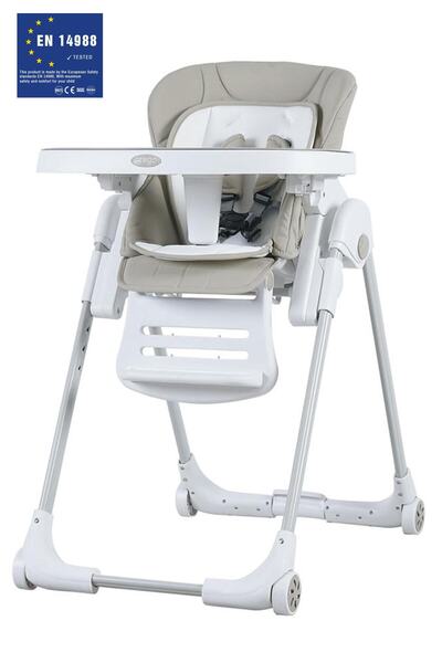 modabebekler Lucca Asansörlü- Tekerlekli Çift Tepsili Mama Sandalyesi