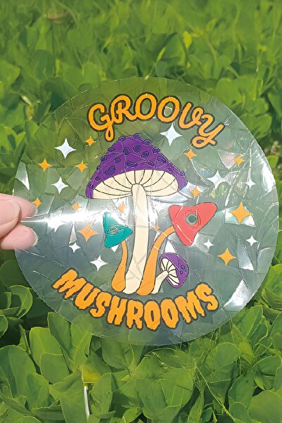 Buka Shops Holografik "Groovy Mushrooms" Sun Catcher - Retro Pencere Filmi