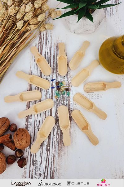 MONTESEV Wooden Board Serving Spice Sugar Coffee Jam Spoon Spoon Set Wooden Spoon