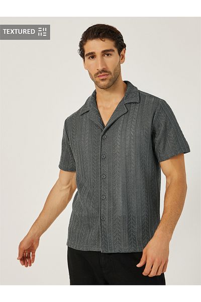 Styli Textured Regular Fit Notch Label Shirt