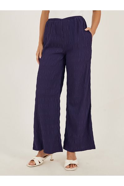 Styli Textured Wide Leg Pants with Elastic Waistband