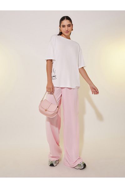 Styli Solid Round Neck Short Sleeve T-shirt