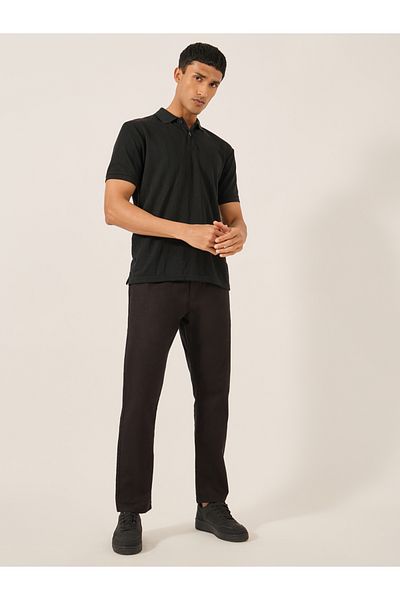 Styli Ribbed Textured Relaxed Fit Polo
