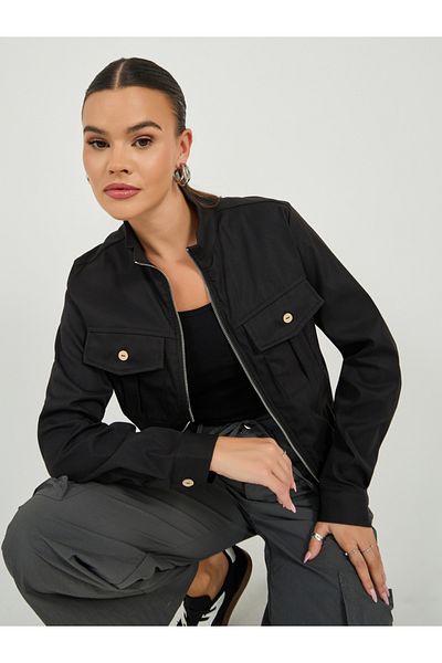 Styli Solid Long Sleeve Zip-Up Jacket