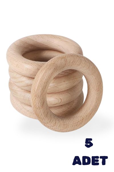 BAMM BAMM Wooden Teether Rings 5 cm Size, 5 Pieces