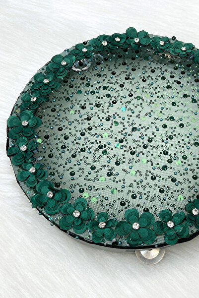 ZEYMERADE الدف الزفاف الأخضر 32 سنتيمتر زهرة الترتر الترتر مع أحجار الراين لا...