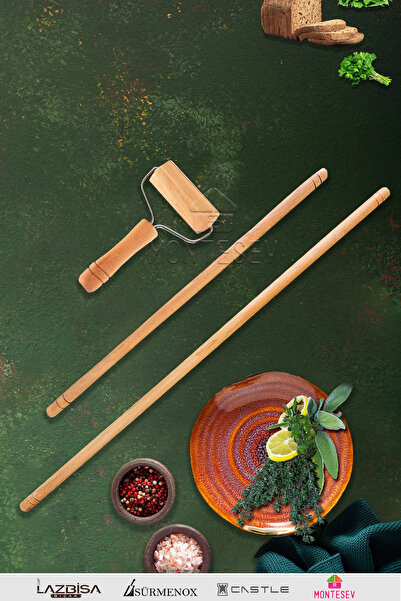 MONTESEV Zümrüt Serisi Ahşap Hamur Açma Oklavası Rulosu Hamur Şekillendirici ...