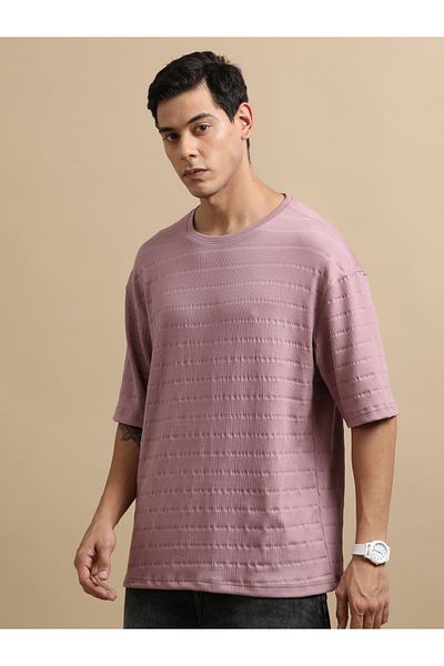 Bushirt By Styli Textured Round Neck Oversized T-Shirt