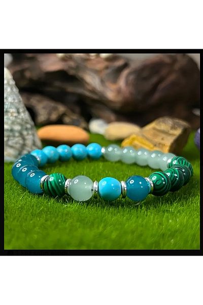 ORGANICYOU Xingzhiyu Malachite and Blue Turquoise Beads Anxiety Relax Bracelet