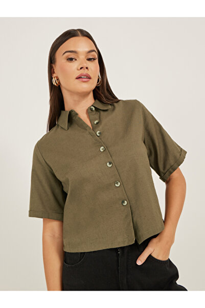 Styli قميص مربع الشكل سادة بكتف منسدل