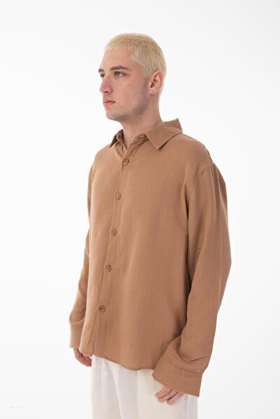 Rocqerx R-6048 Μακρυμάνικο πουκάμισο μουσελίνας με λεπτομέρεια ρόμπας με γιακά