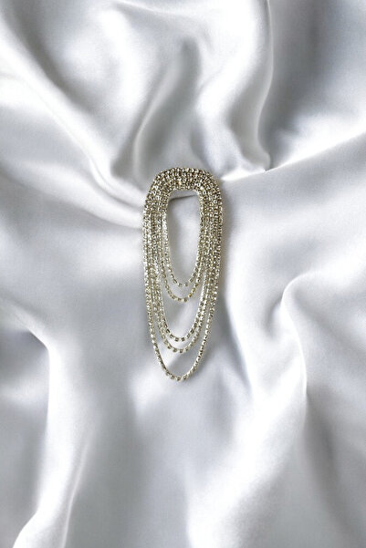 Trend aksesuar Sıralı Taşlı Sarkıt Broş