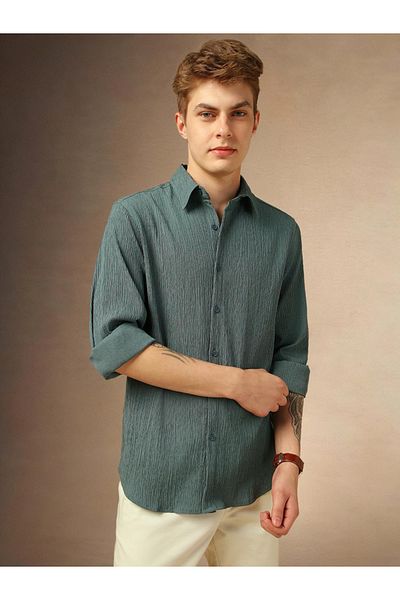 Dennis Lingo By Styli Textured Long Sleeves Button Down Shirt