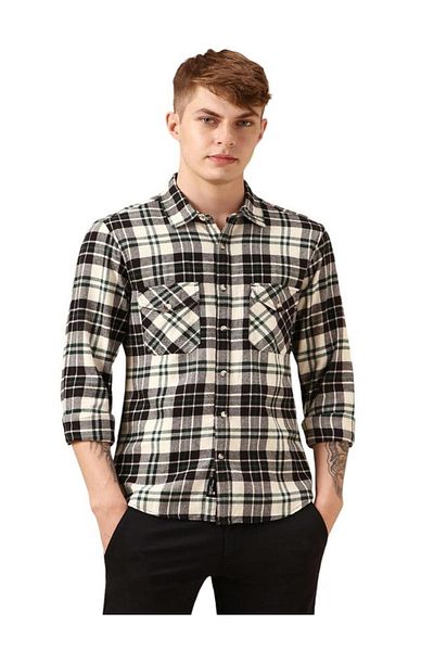 Dennis Lingo By Styli Checked Button-Down Flannel Shirt
