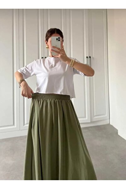 Gülmude Довга еластична спідниця в стилі кежуал з тканини поплін