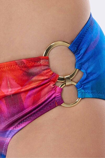 AYYILDIZ 4600 Purple Fuchsia Patterned Strapless Bikini Set