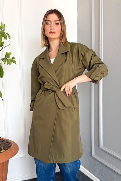 ModaPlaza Women's Belted Trench Coat 9104