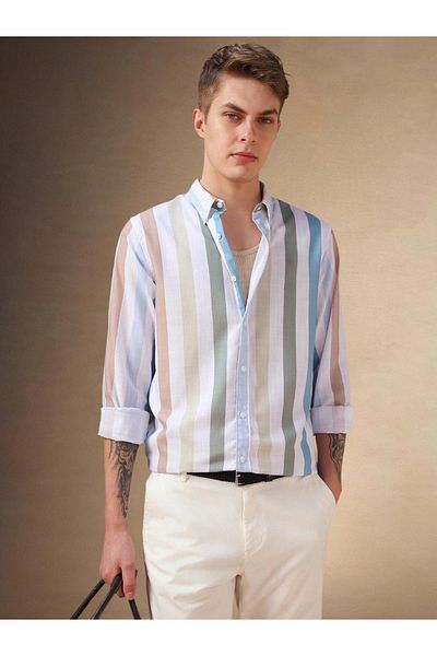 Dennis Lingo By Styli Striped Button Down Collar Casual Shirt