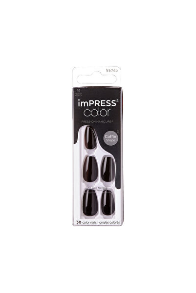 Impress Kiss Impress Color Nails Medium Coffin- All Black IMC512C