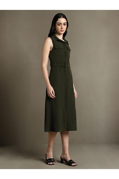 Dennis Lingo By Styli Casual Shirt Collar Sleeveless Dress