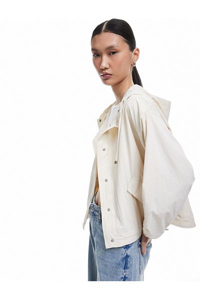 Koton Long Sleeve Pocket Hooded Raincoat