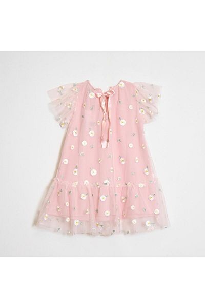 OZZY KİDS Girl's Daisy Patterned Tulle Dress