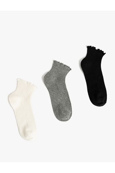 Koton Set of 3 Booties Socks with Multicolored Ruffle Detail