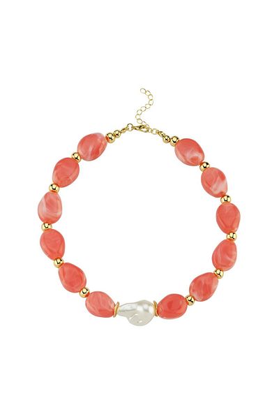 CHARMLUCKY Baroque Pearl Almond Acrylic Necklace