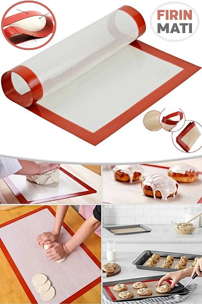 Tilbe Home Silicone Oven Mat - Fireproof - Oiled - Baking Paper and Dough Rolling Mat 40X30