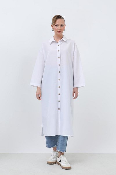Loreen Women's Long Shirt Dress - 20656Gml - Ecru
