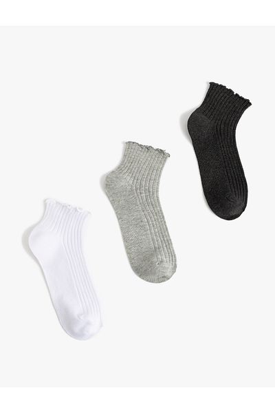 Koton Set of 3 Booties Socks with Multicolored Ruffle Detail
