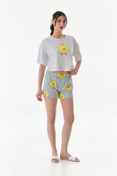 Fulla Moda Σετ πιτζάμες με στάμπα Chick Oversize με σορτς