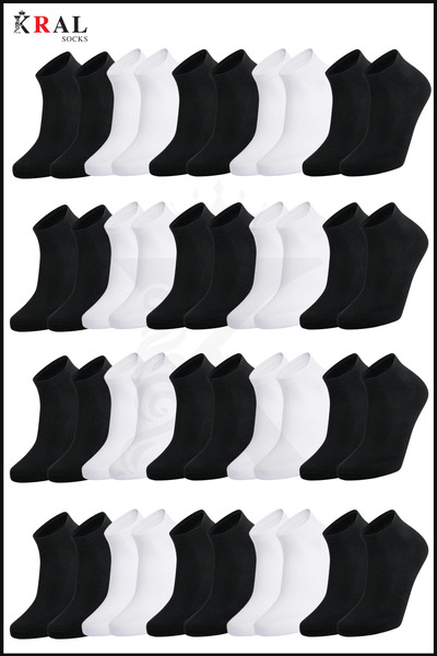 KRAL SOCKS Women - Men (20 Pairs) Plain Pattern Economical Ankle Length Booties Socks