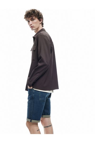 Koton Normal Waist Cotton Folded Leg Slim Fit Jean Shorts