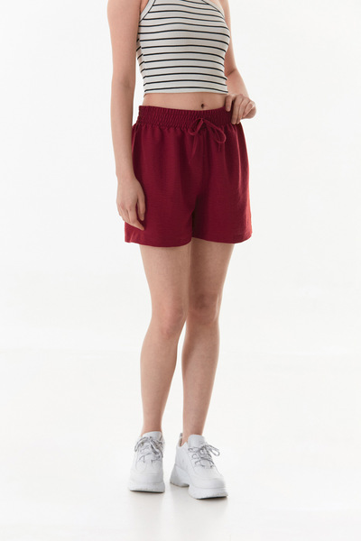 Fulla Moda Basic Ayrobin Fabric Waist Lace up Shorts