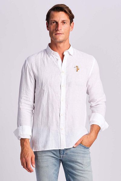 Ruck & Maul 100% λινό πουκάμισο χαλαρής εφαρμογής με λογότυπο Ανδρικό πουκάμισο RMM 025000017   25459