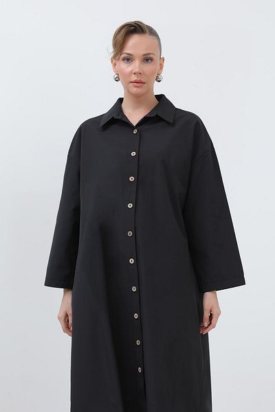 Loreen Women's Long Shirt Dress - 20656Gml - Black