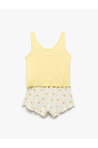 Koton Viskon Kumaş Ördek Baskılı Askılı Şortlu Pijama Takımı