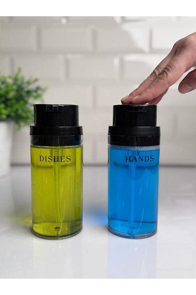 Okyanus Home Μαύρος Deluxe Στρογγυλός Διανομέας Διαφανούς Υγρού Σαπουνιού 2 τεμαχίων