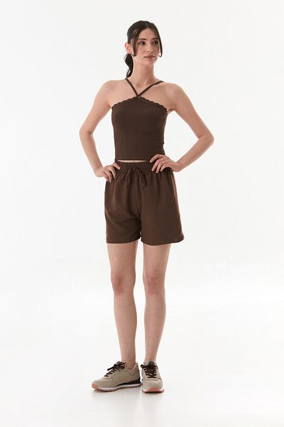 Fulla Moda Βασικό σορτς με κορδόνι από ύφασμα Ayrobin